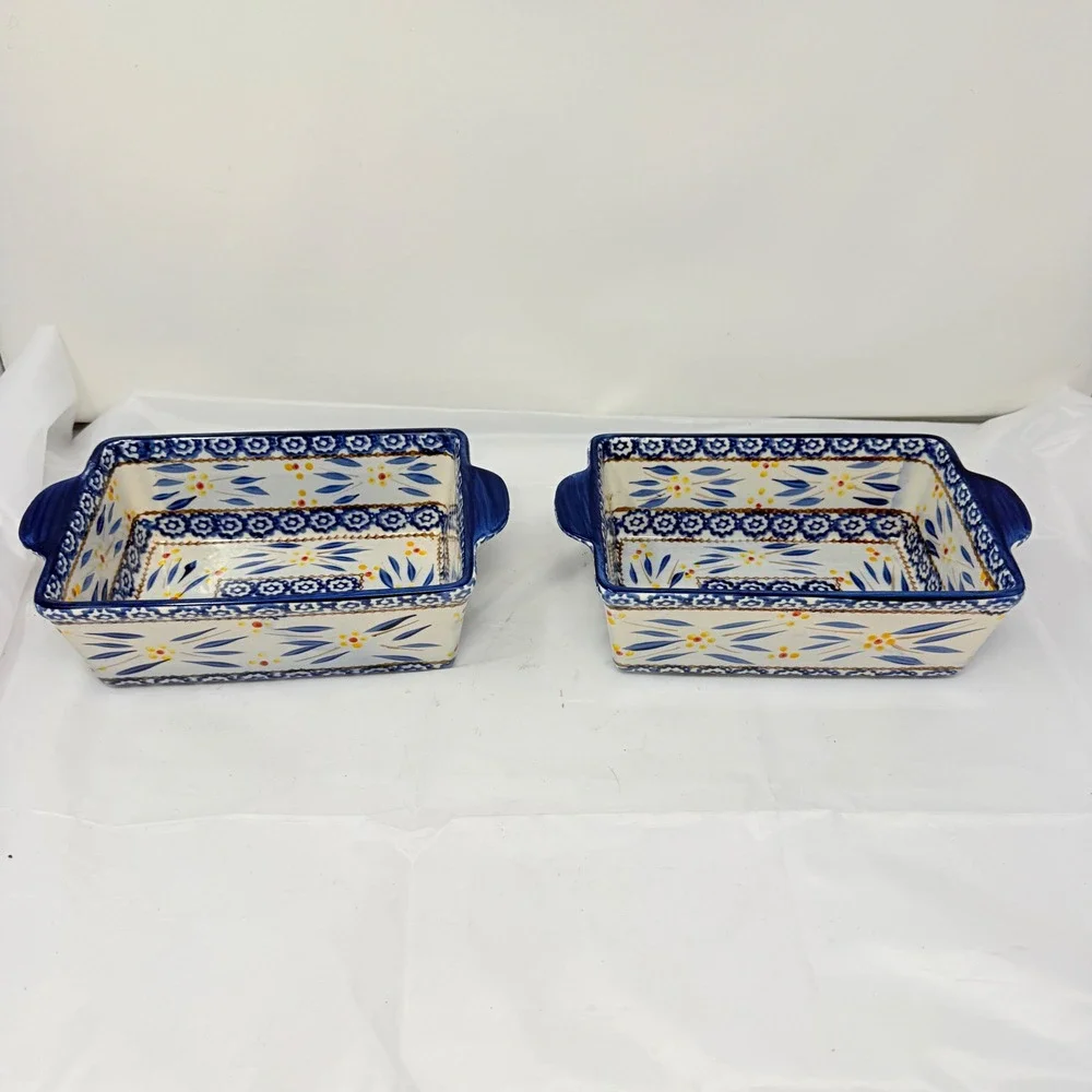 Temp-tations by Tara Old World Blue 1.5qt Rectangular Baking Pans - Set of 2